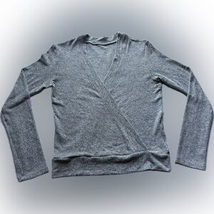 Shore Gray Knit Wrap Sweater